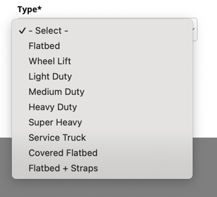 Add Truck Truck Type