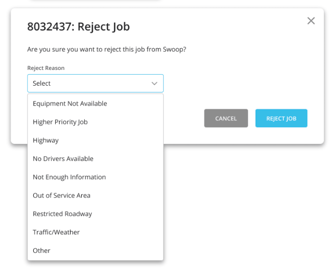 Rejected Reason in Swoop