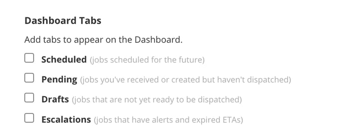 Configure Dashboard Tabs - Company Settings