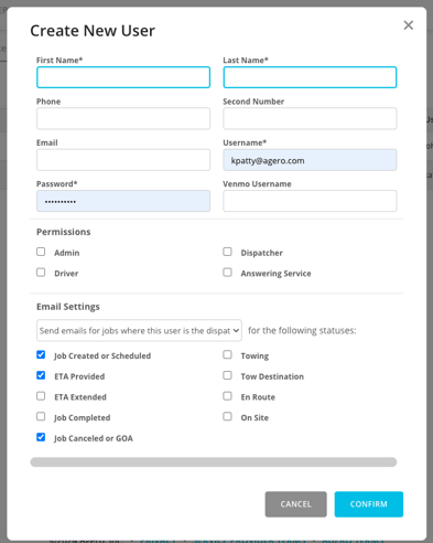 Swoop Create User Form