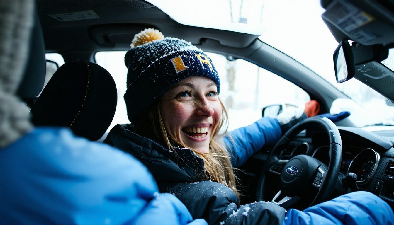 happy subaru driver
